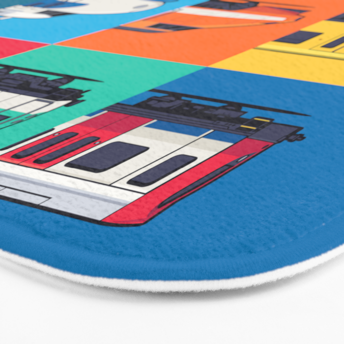 World Trains Grid Pattern Bath Mat Gallery Image 3