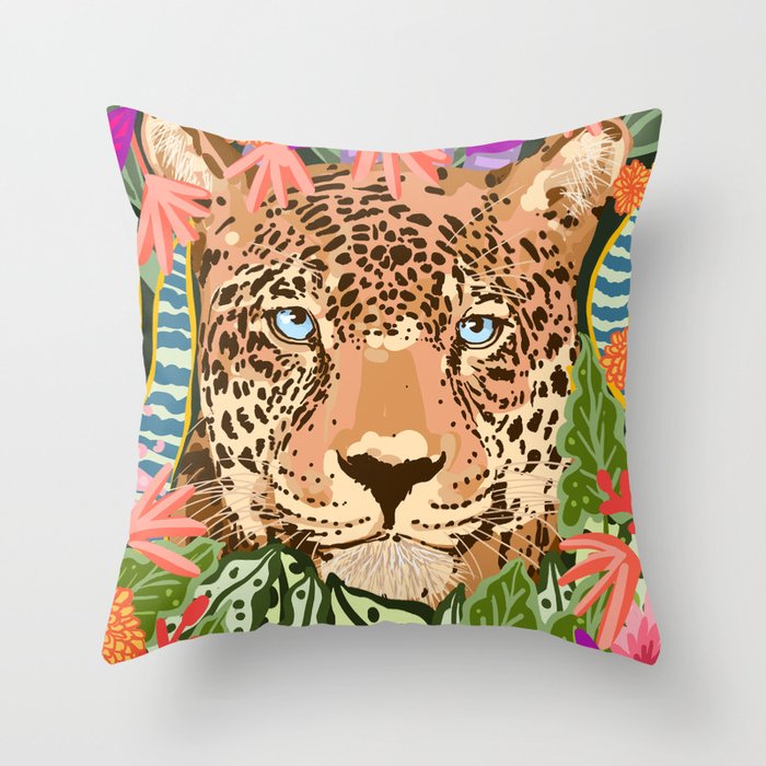 Peek A Boo Leopard Throw Pillow Gallery Image 1