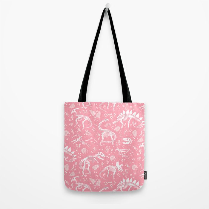Excavated Dinosaur Fossils in Candy Pink Tote Bag Gallery Image 2