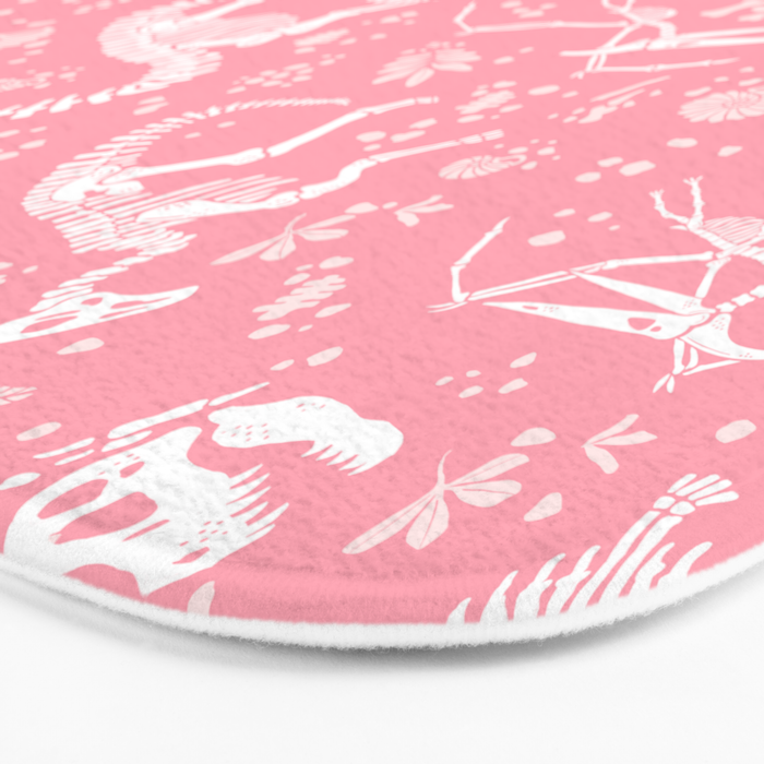 Excavated Dinosaur Fossils in Candy Pink Bath Mat Gallery Image 3