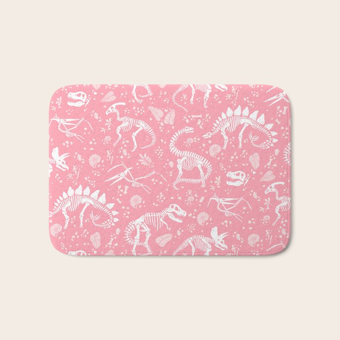 Excavated Dinosaur Fossils in Candy Pink Bath Mat Gallery Image 1