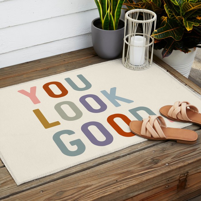 You Look Good, Bathroom Quotes Outdoor Rug Gallery Image 2