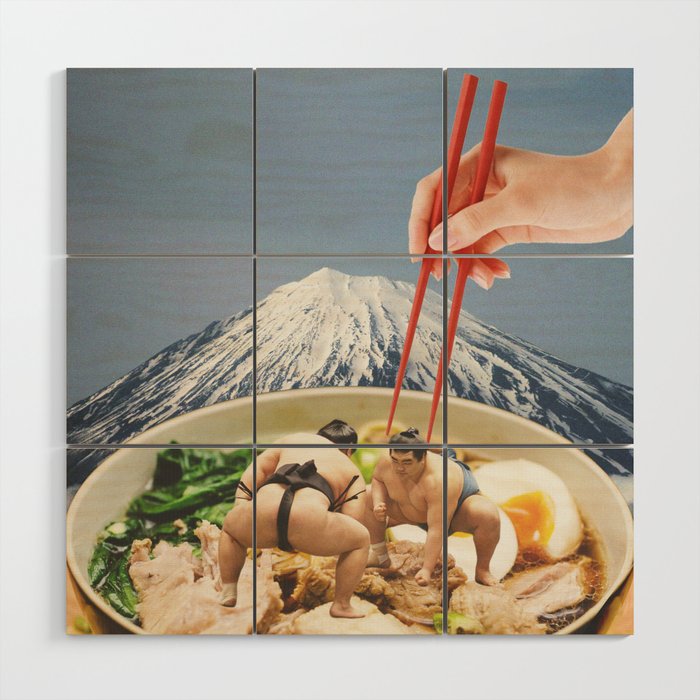 Fuji, Sumo, Ramen // Japan Love Wood Wall Art Gallery Image 1