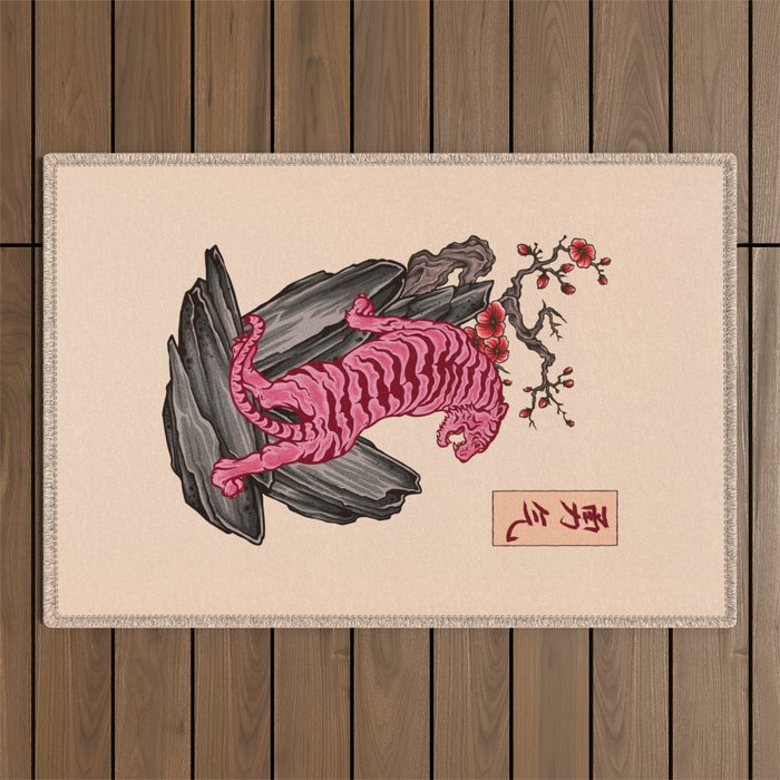 Japanese Courage Tiger Outdoor Rug Gallery Image 1