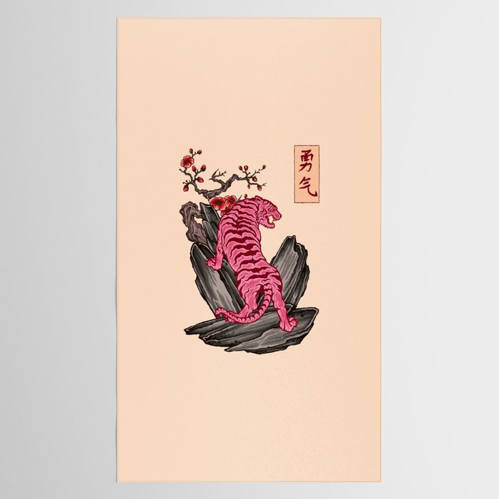 Japanese Courage Tiger Tablecloth Gallery Image 2