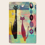 Mid-Century Modern 2 Cats - Graffiti Style Cutting Board Gallery Image 1