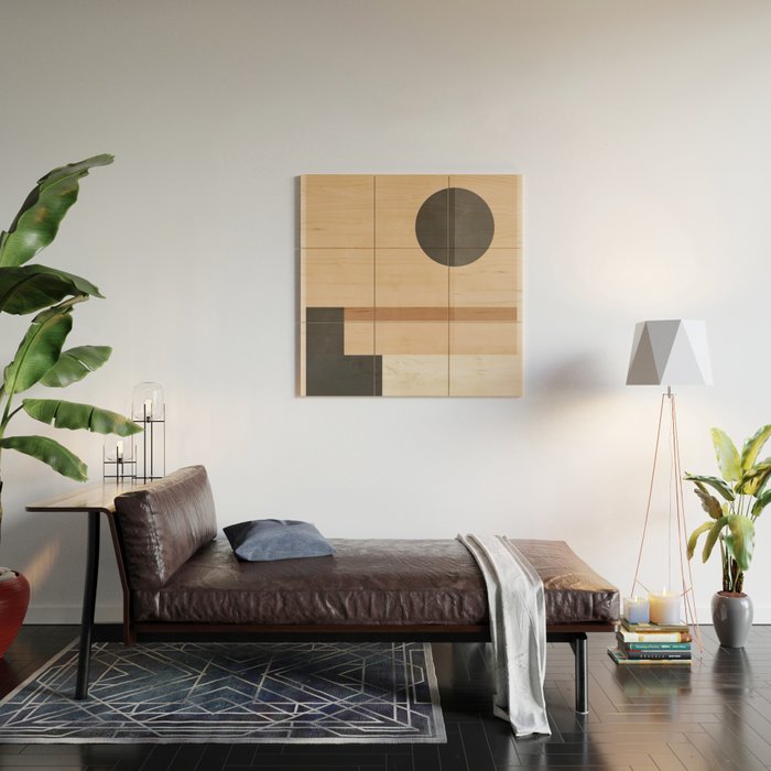 Mid Century Abstract Geometric 8 Wood Wall Art Gallery Image 2
