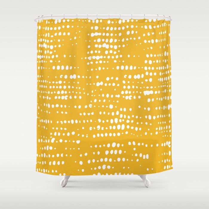 Abstract Spotted Pattern in Yellow Shower Curtain Gallery Image 1