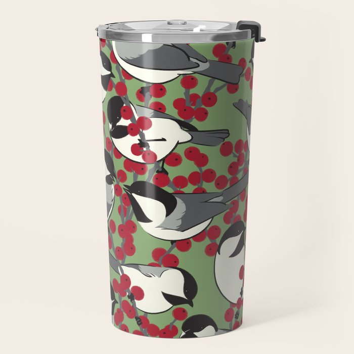 Chickadees & Winterberry Holly Travel Mug Gallery Image 2