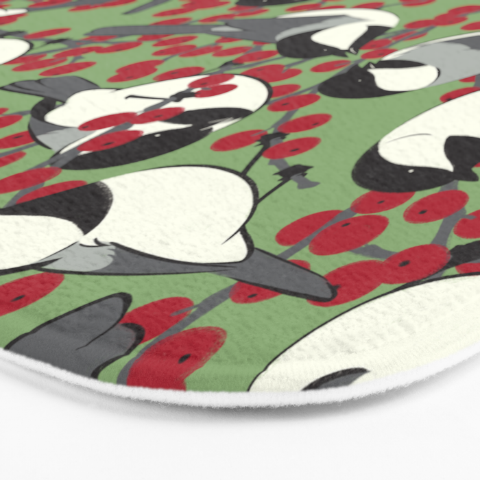 Chickadees & Winterberry Holly Bath Mat Gallery Image 3