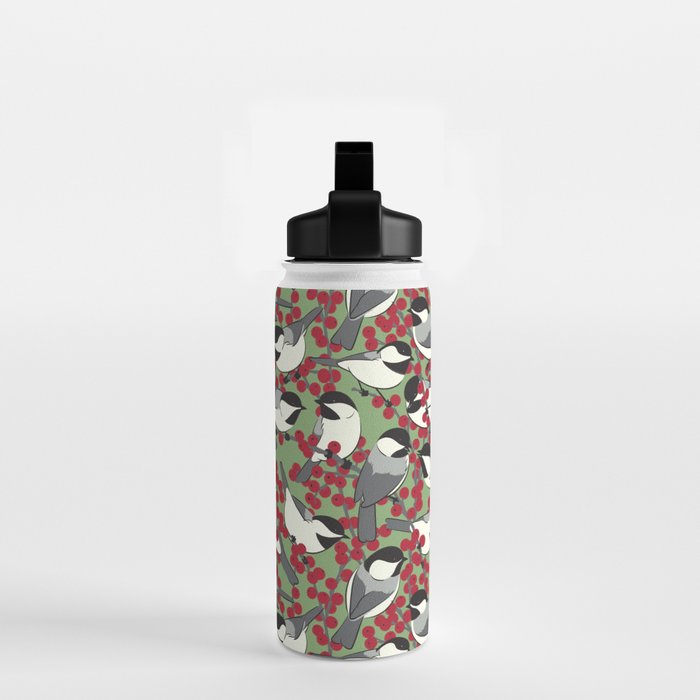 Chickadees & Winterberry Holly Water Bottle Gallery Image 2