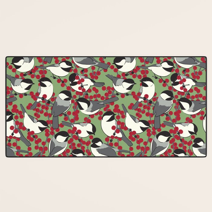 Chickadees & Winterberry Holly Desk Mat Gallery Image 3
