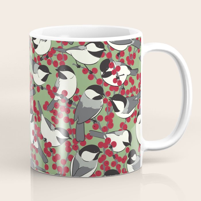 Chickadees & Winterberry Holly Coffee Mug Gallery Image 1