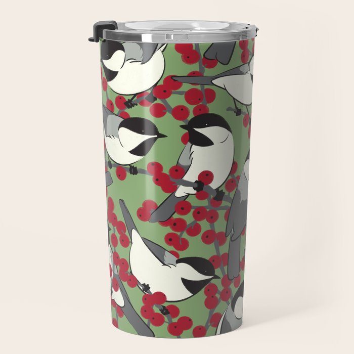 Chickadees & Winterberry Holly Travel Mug Gallery Image 3