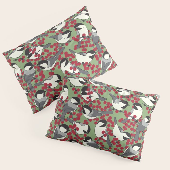 Chickadees & Winterberry Holly Pillow Sham Gallery Image 1