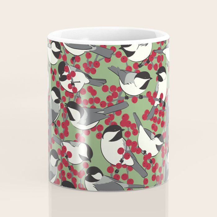 Chickadees & Winterberry Holly Coffee Mug Gallery Image 4