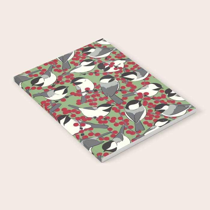 Chickadees & Winterberry Holly Notebook Gallery Image 1