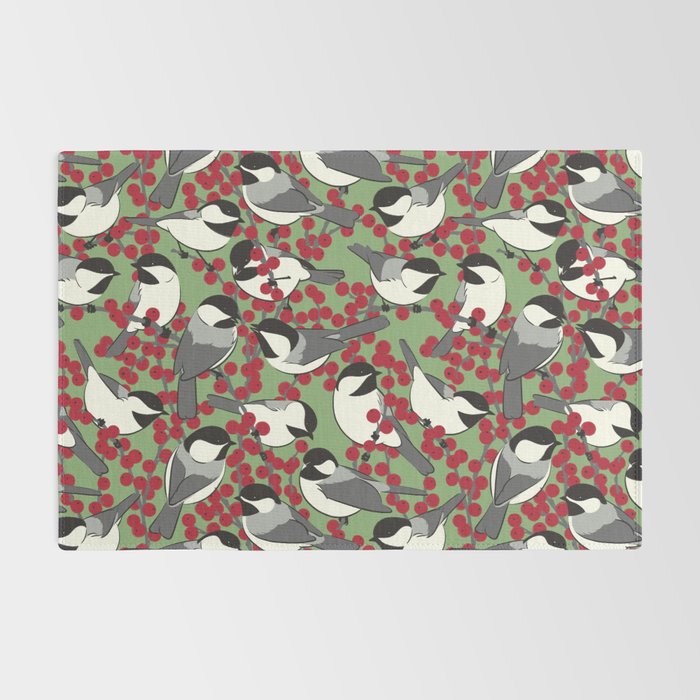 Chickadees & Winterberry Holly Rug Gallery Image 2