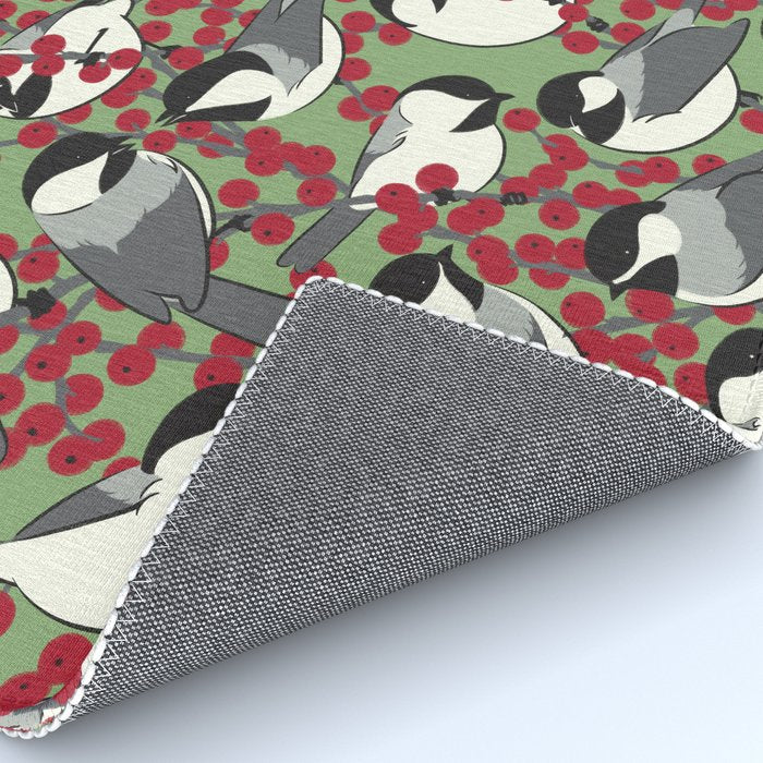 Chickadees & Winterberry Holly Rug Gallery Image 4