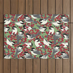 Chickadees & Winterberry Holly Outdoor Rug Gallery Image 1
