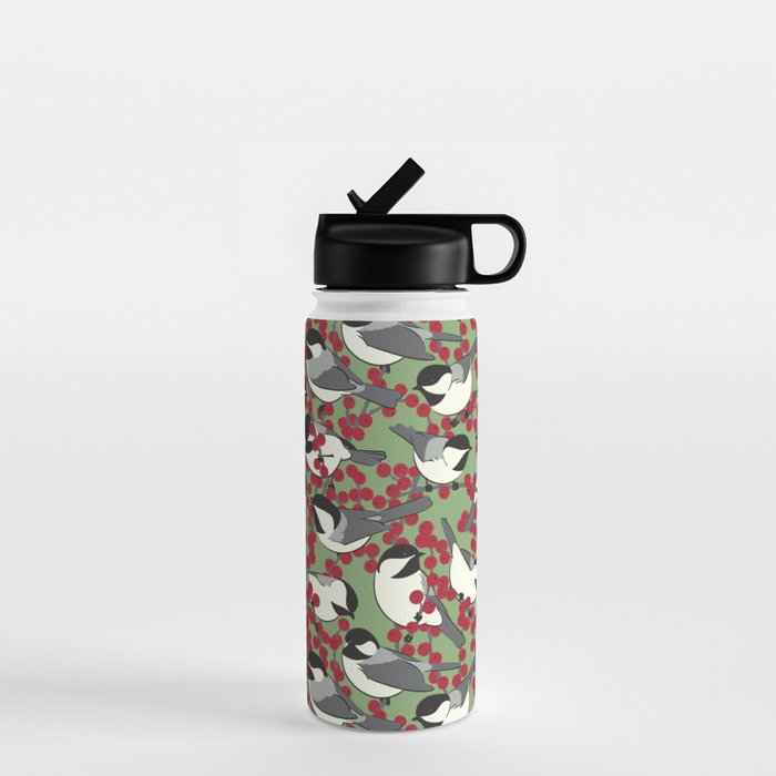 Chickadees & Winterberry Holly Water Bottle