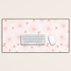 Make A Wish Dandelion Pattern in Pastel Pink & Peach Desk Mat Gallery Image 1