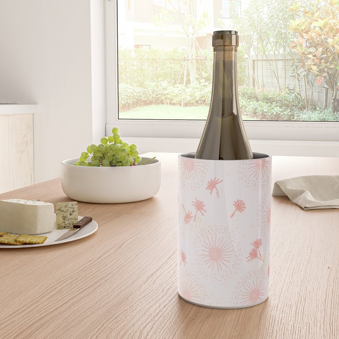 Make A Wish Dandelion Pattern in Pastel Pink & Peach Wine Chiller Gallery Image 4