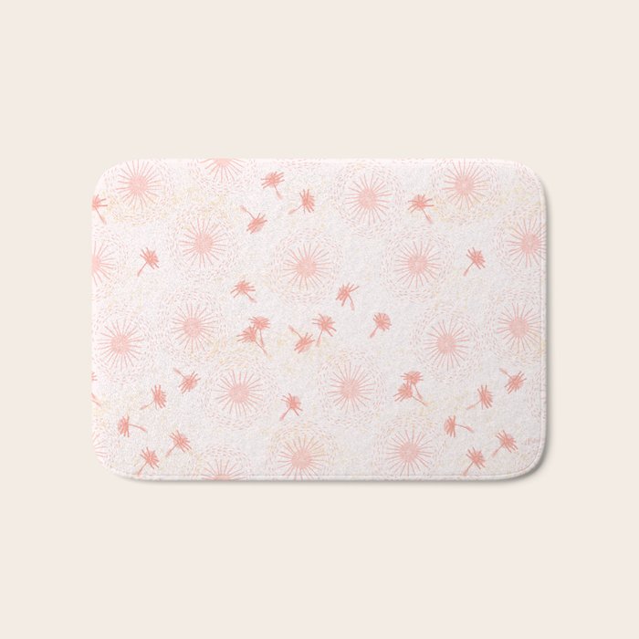 Make A Wish Dandelion Pattern in Pastel Pink & Peach Bath Mat Gallery Image 1
