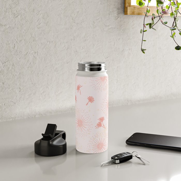 Make A Wish Dandelion Pattern in Pastel Pink & Peach Water Bottle Gallery Image 4