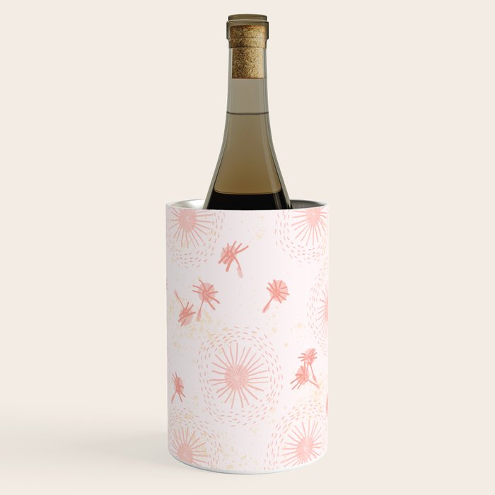 Make A Wish Dandelion Pattern in Pastel Pink & Peach Wine Chiller Gallery Image 1