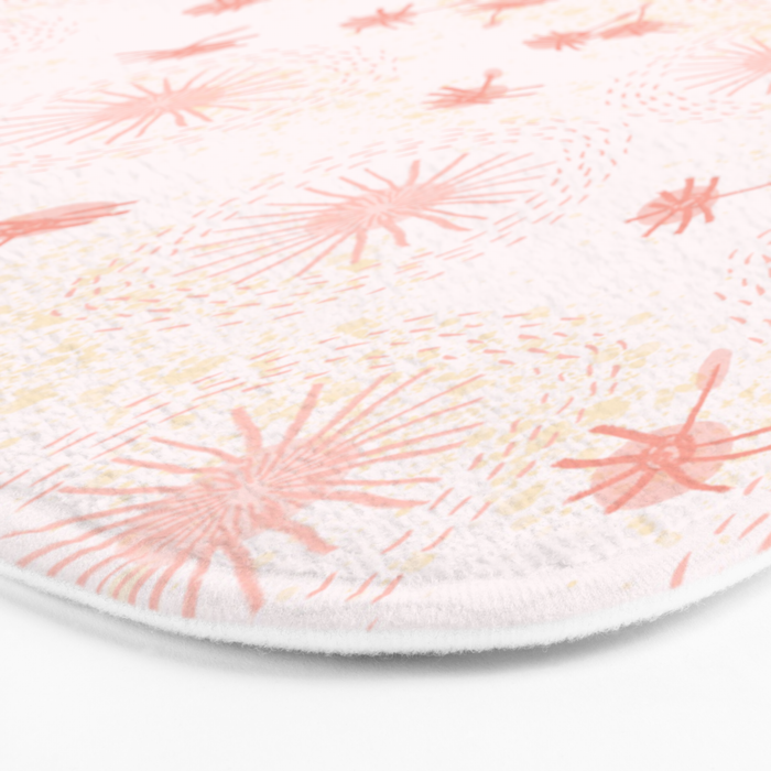 Make A Wish Dandelion Pattern in Pastel Pink & Peach Bath Mat Gallery Image 3