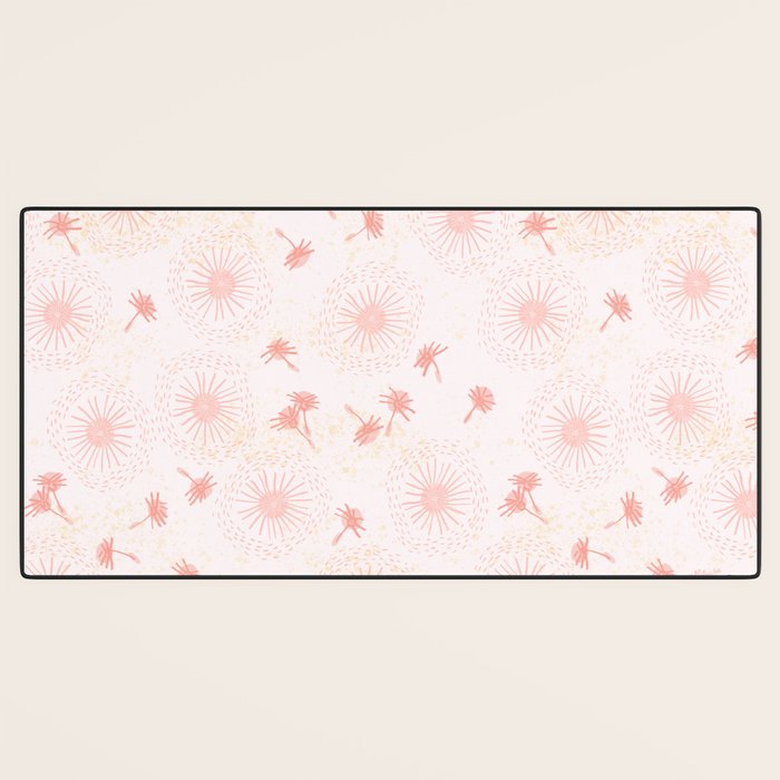 Make A Wish Dandelion Pattern in Pastel Pink & Peach Desk Mat Gallery Image 3