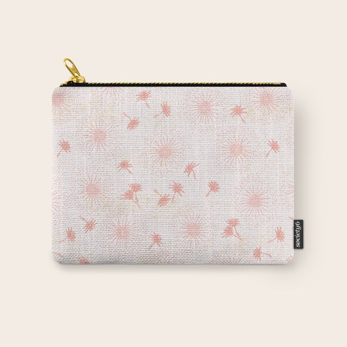 Make A Wish Dandelion Pattern in Pastel Pink & Peach Carry All Pouch Gallery Image 1