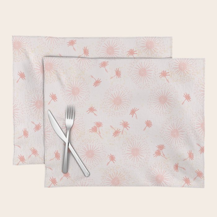Make A Wish Dandelion Pattern in Pastel Pink & Peach Placemat Gallery Image 1