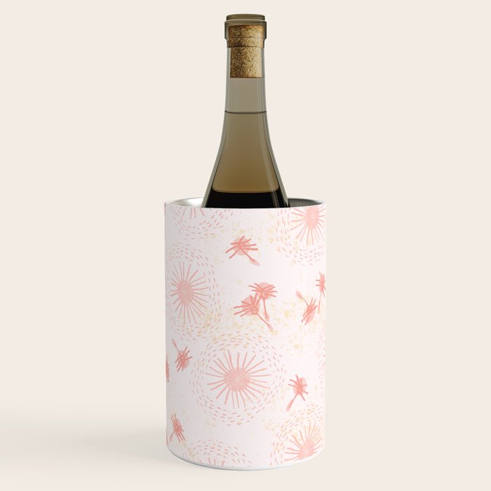 Make A Wish Dandelion Pattern in Pastel Pink & Peach Wine Chiller Gallery Image 2
