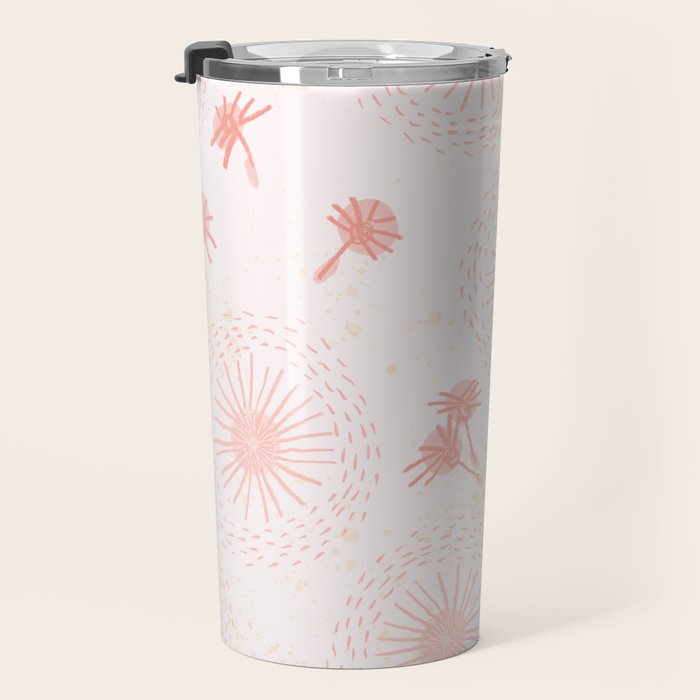 Make A Wish Dandelion Pattern in Pastel Pink & Peach Travel Mug Gallery Image 3