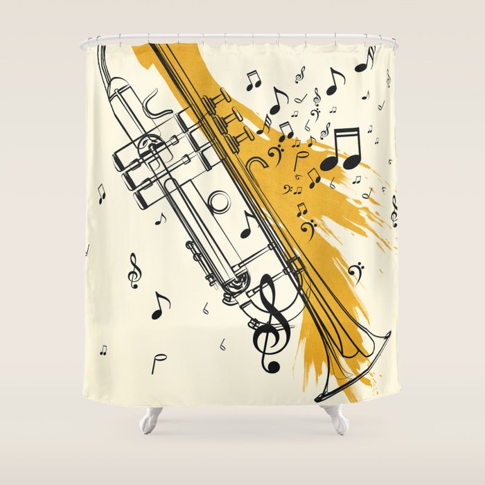 Abstract Minimal Musical Instrument 4 Shower Curtain Gallery Image 1