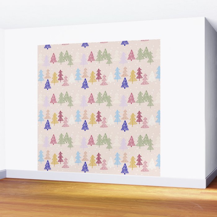 Xmas forrest pattern Wall Mural Gallery Image 2