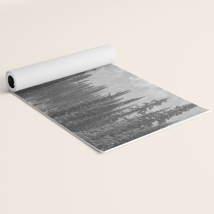 Escape to the Wilds - Black and White Nature Photography Yoga Mat Gallery Image 2