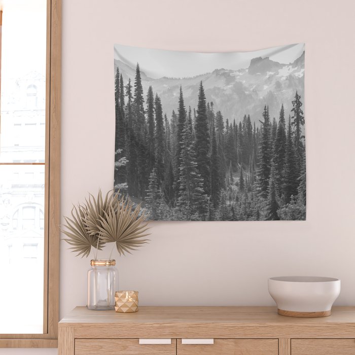 Escape to the Wilds - Black and White Nature Photography Wall Tapestry Gallery Image 2