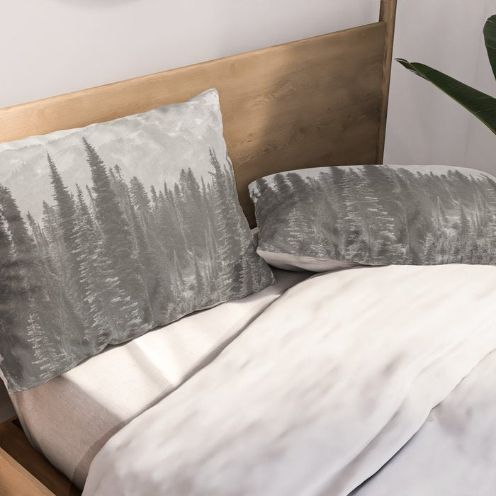 Escape to the Wilds - Black and White Nature Photography Pillow Sham Gallery Image 2