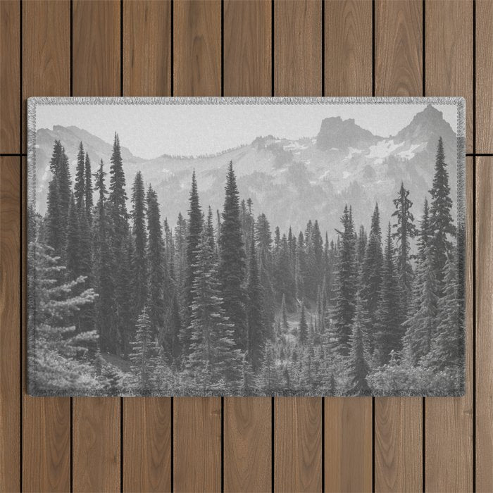 Escape to the Wilds - Black and White Nature Photography Outdoor Rug Gallery Image 1