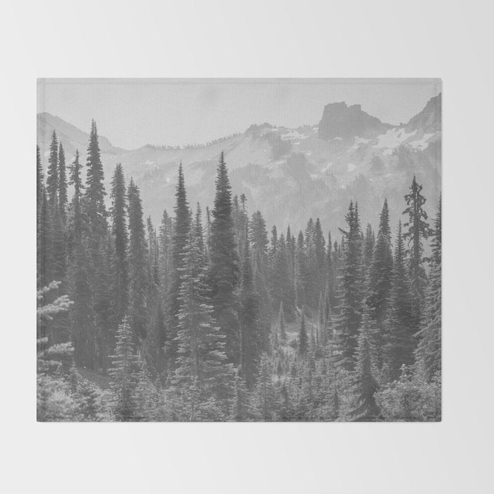 Escape to the Wilds - Black and White Nature Photography Throw Blanket Gallery Image 2
