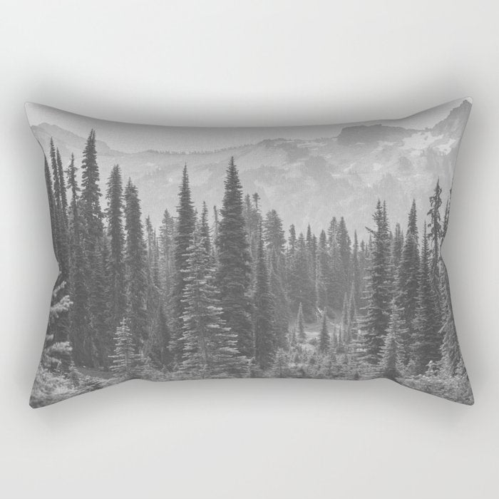 Escape to the Wilds - Black and White Nature Photography Rectangular Pillow Gallery Image 2