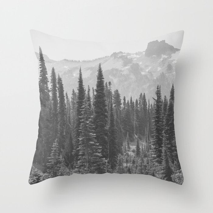 Escape to the Wilds - Black and White Nature Photography Throw Pillow Gallery Image 6
