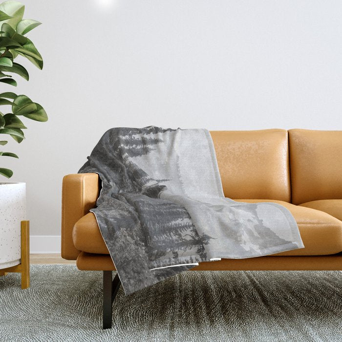 Escape to the Wilds - Black and White Nature Photography Throw Blanket Gallery Image 1