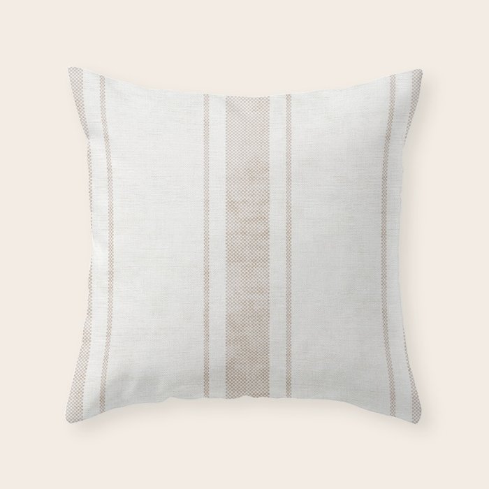 AEGEAN BOLD TICKING STRIPE JUTE Throw Pillow Gallery Image 1