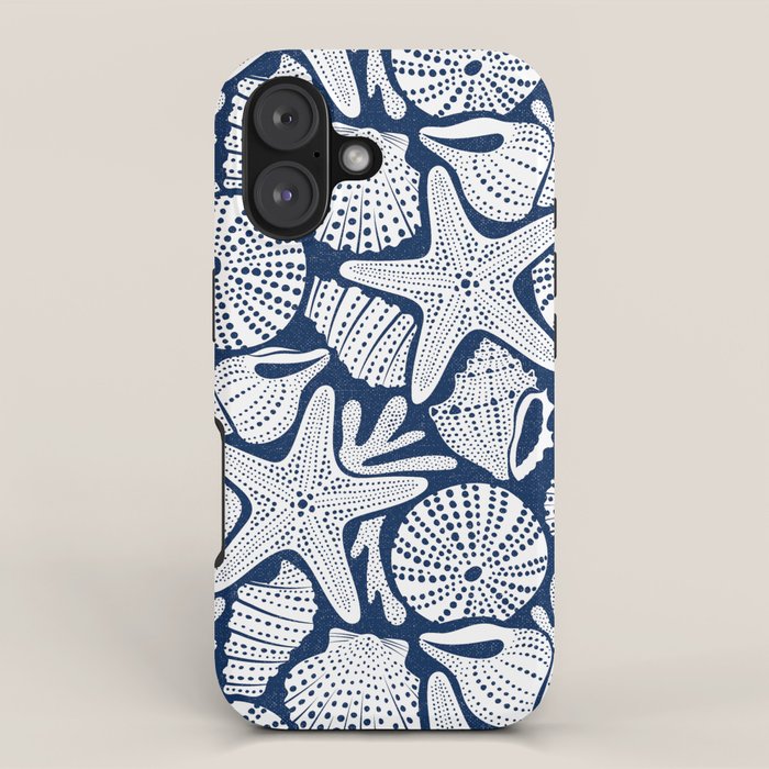Ocean Floor Nautical Shells Navy Blue iPhone Case