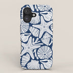 Ocean Floor Nautical Shells Navy Blue iPhone Case Gallery Image 1