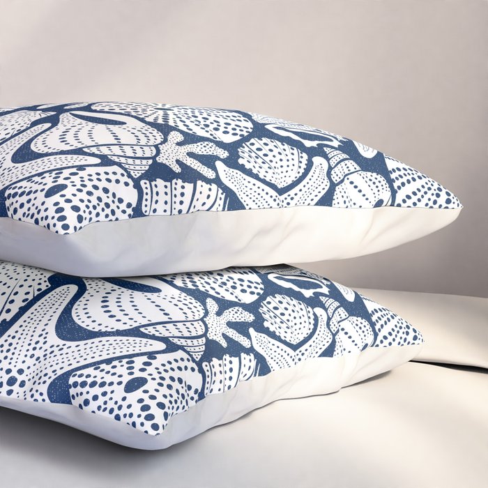 Ocean Floor Nautical Shells Navy Blue Pillow Sham Gallery Image 3